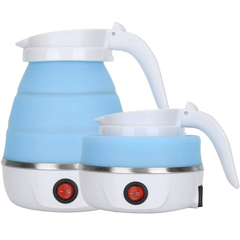 resgitiati Travel Kettle Electric Small Foldable Portable Kettle,Silicone Collapsible Heating Water Boiler Tea Pot for Camping,Easy for Storage with Separable Power Cord (Blue pro) - Image 1